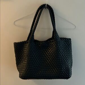 Elegant Black Woven Tote Bag
